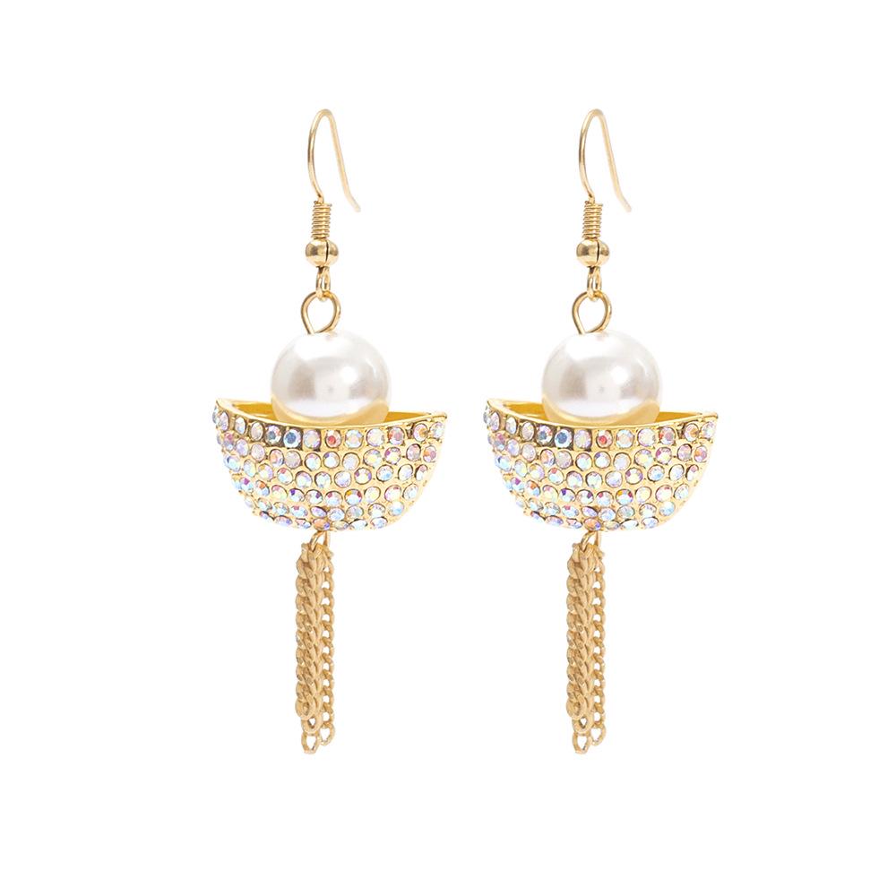 Корейские милые 3D серьги-юаньбао с искусственным жемчугом: Цинковый сплав, Ретро дизайн