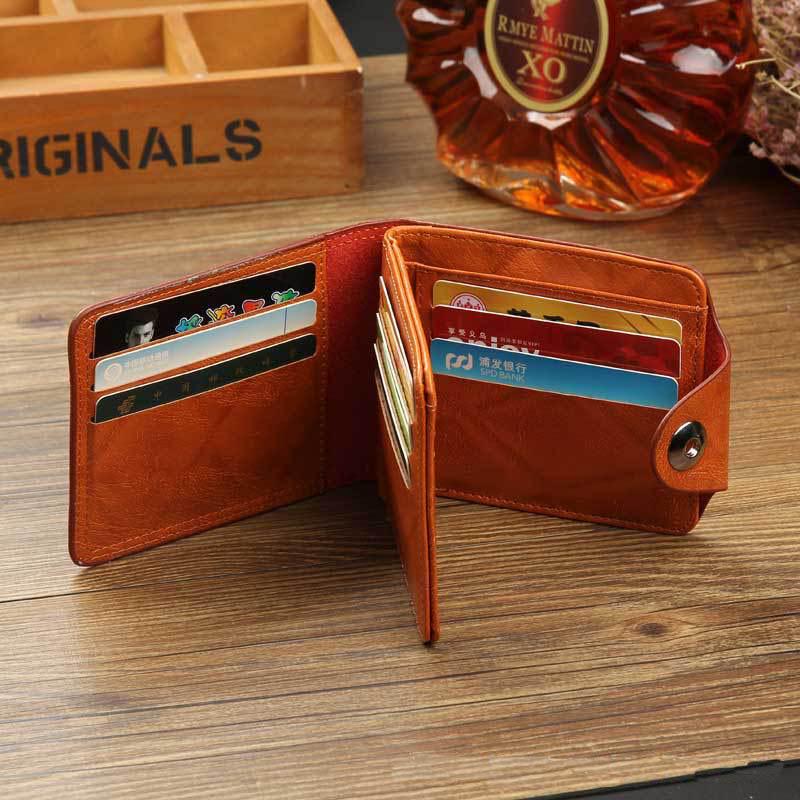 Men's Wallet Short Multi-functional Fashion Leisure Double Press Button Wallet