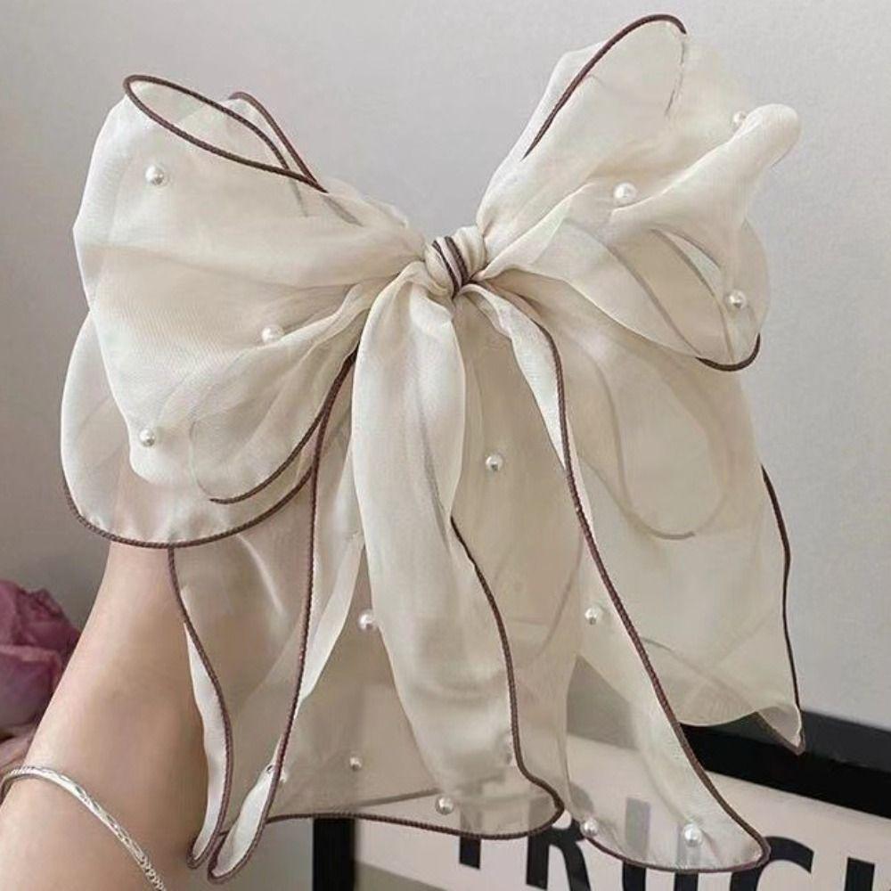 Chiffon Bow Hairpin Net Yarn Bowknot Hairpin Elegant Bow Hair Clip  Women