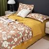 Summer Thin Quilt Bed Sheet Pillowcase 4pcs Bedding Set Home Textiles Soft Double Blanket Print Air-conditioning Quilt Washable