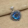 Синий топаз драгоценный камень стерлингового серебра 925 пробы ручной работы кулон свадебный подарок ювелирные изделия