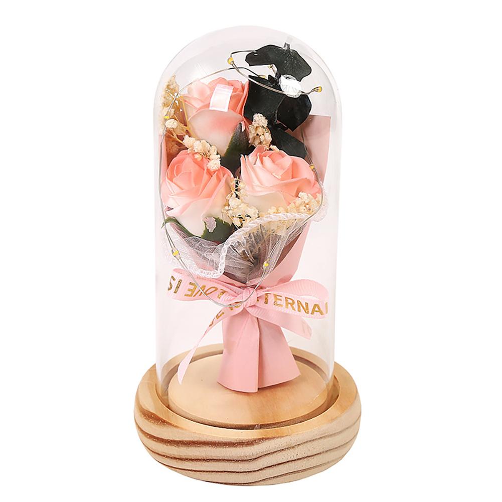Valentines Rose Birthday Gifts For Women, Artificial Flower Light Up Rose In Glass Cover Decorative Gift For Wife Mom Best Friend Girlfriend Grandma