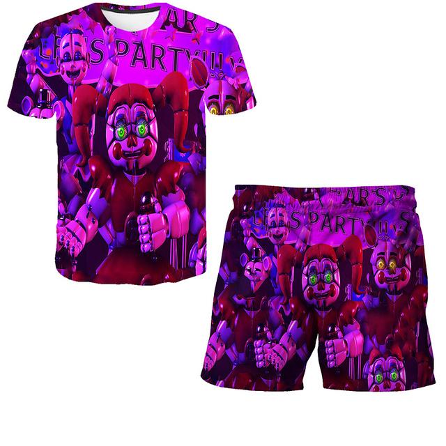 Summer Five Night At Freddy Clothing Suits 3D Printing Birthday Party Gifts Clothes Sets Boys Girls FNAF Cartoon Casual Outfits
