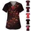 Women's Fashion V-neck Short Sleeve Workwear With Pockets Printed Tops