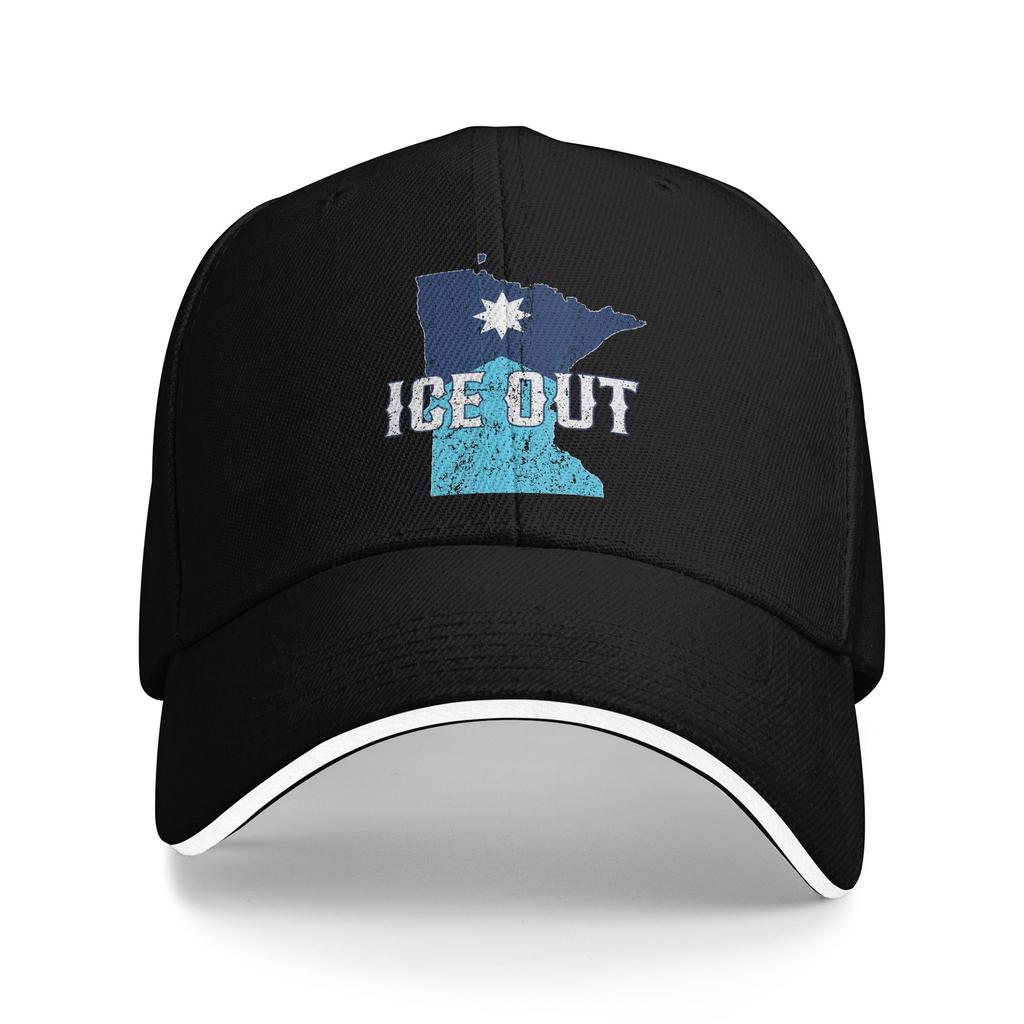 Baseball Cap Ice Out of MN Minnesota Flag and Map Outdoor Sport Trucker Hat For Unisex Men High Quality Design Baseball Caps