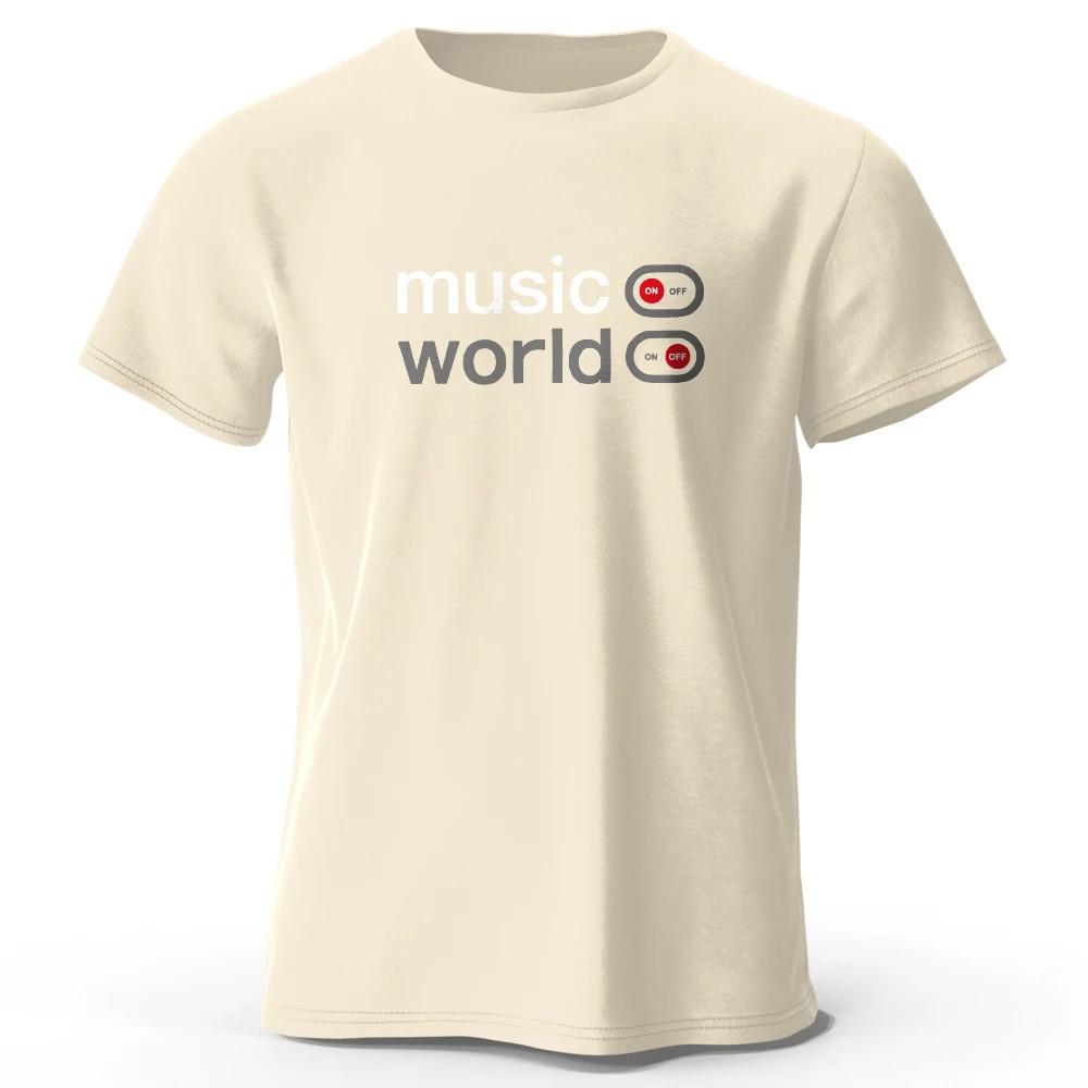 Men's Music World Printed T-Shirt 100% Cotton Oversized Classic Funny Graphic Tees for Men Women Summer Tops