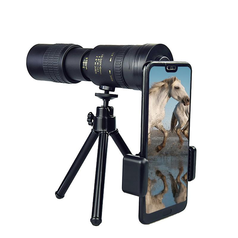 Cross-border New Monocular Telescope 10-300×40 Retractable Continuous Zoom Adult Handheld Can Take Pictures.