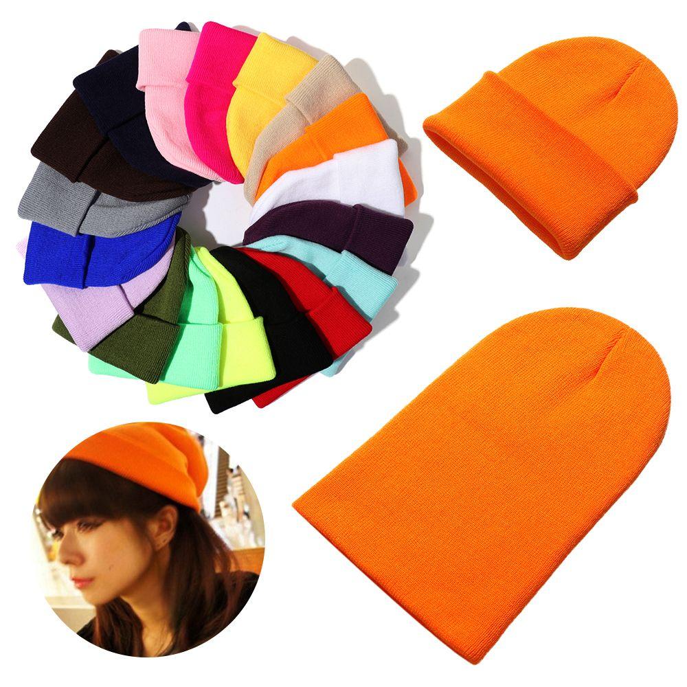 New Solid Cute Woman/Men Knitted Beanies Female Beanie Caps Winter Autumn Hats Warmer Bonnet