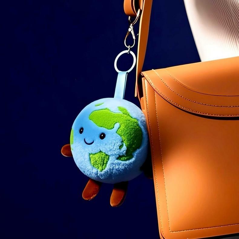 Cartoon Soft Earth Plush Pendant Keyring With Short Plush Material For Daily Use