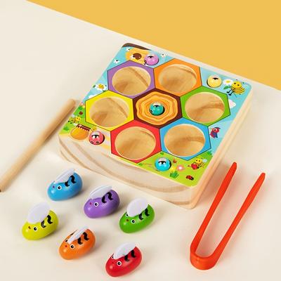 Деревянный набор для парной игры «Веселые пчелки», 6 пчелок, 5 жучков, игрушки-пазлы, обучающие игрушки для классификации по цветам, координация рук и глаз, мелкая моторика