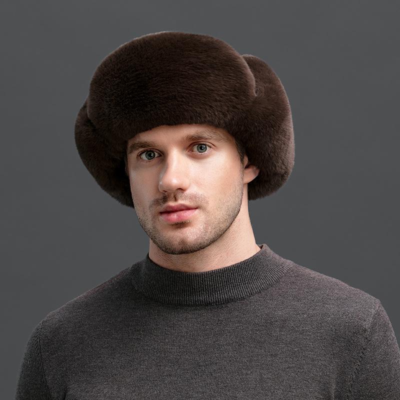 Меховая шапка мужская повседневная теплая шапка-бомбер из меха бобра и кролика среднего и старшего возраста из овчины, защитная шапка для ушей, зимняя уличная лыжная шапка