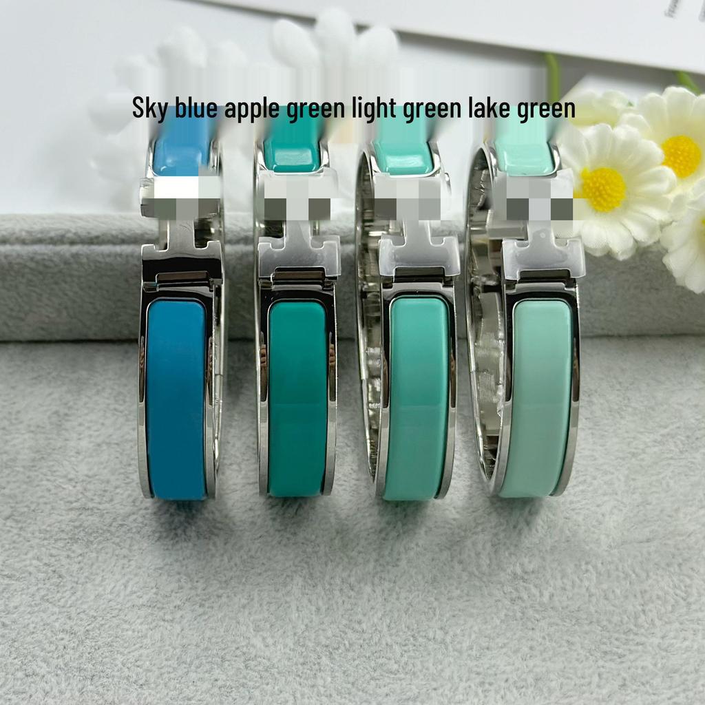 Браслет-бэнгл из эмалированной титановой стали 12 мм с буквой H - Европейский и американский модный браслет