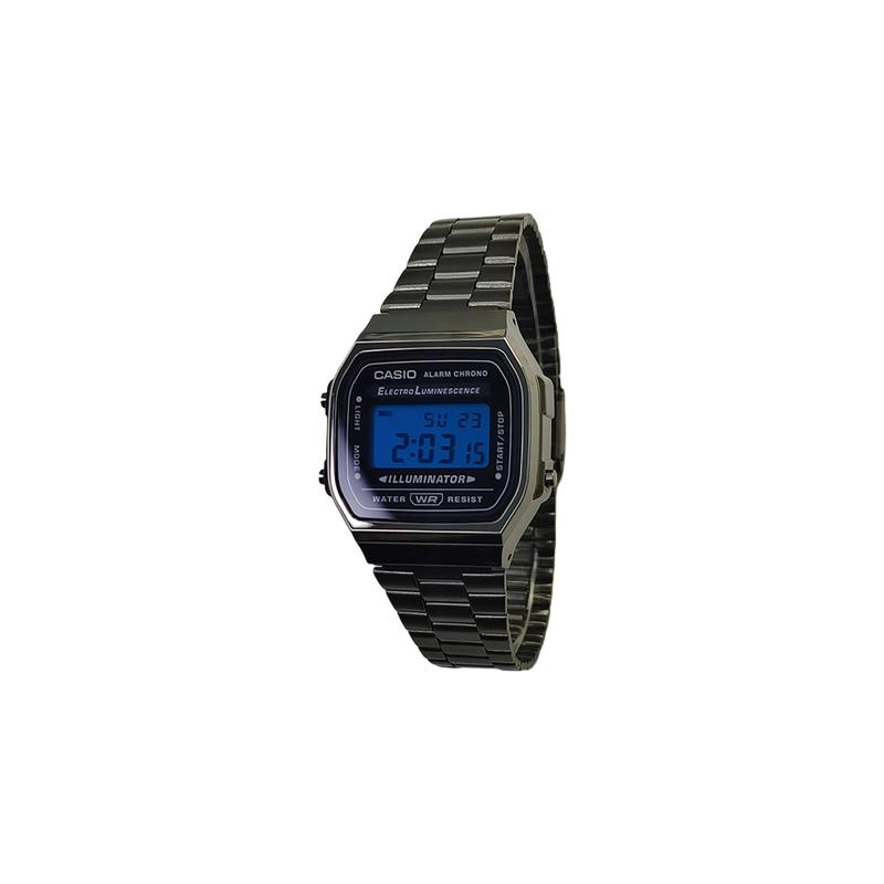 Casio Индивидуальные часы модифицированная серия синее зеркало серебристый пластиковый корпус 30 метров водонепроницаемость модный тренд A168WGG-1A-HeiSeBiaoPanShenLanSeBiaoJing