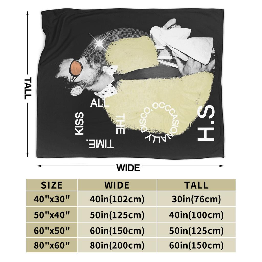 Harrys Styles Kiss All the Time Disco Occasionally Blankets Fleece Printed Aperture Ultra-Soft Throw Blanket Plush Thin Quilt