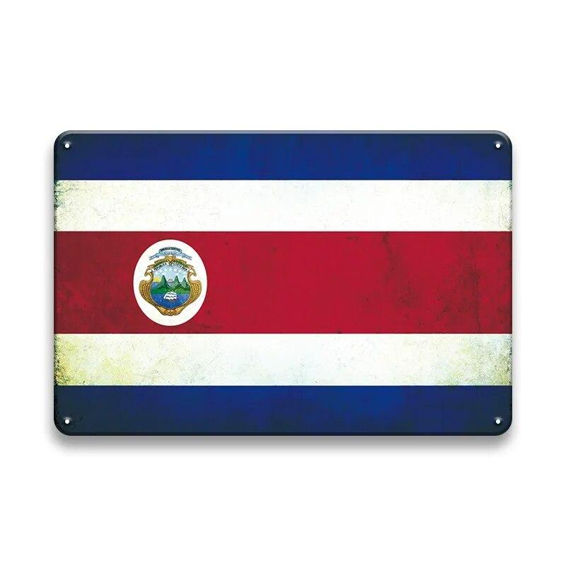 Metal Sign National Flag France Turkey Canada America Wall Decor Tin Sign Country Flag Home Decor Crafts Plaques Metal Poster