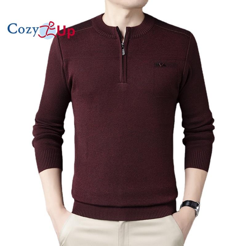 Cozy Up Мужские свитера на молнии 1/4, повседневные пуловеры в полоску, свитера на осень и зиму, толстовки