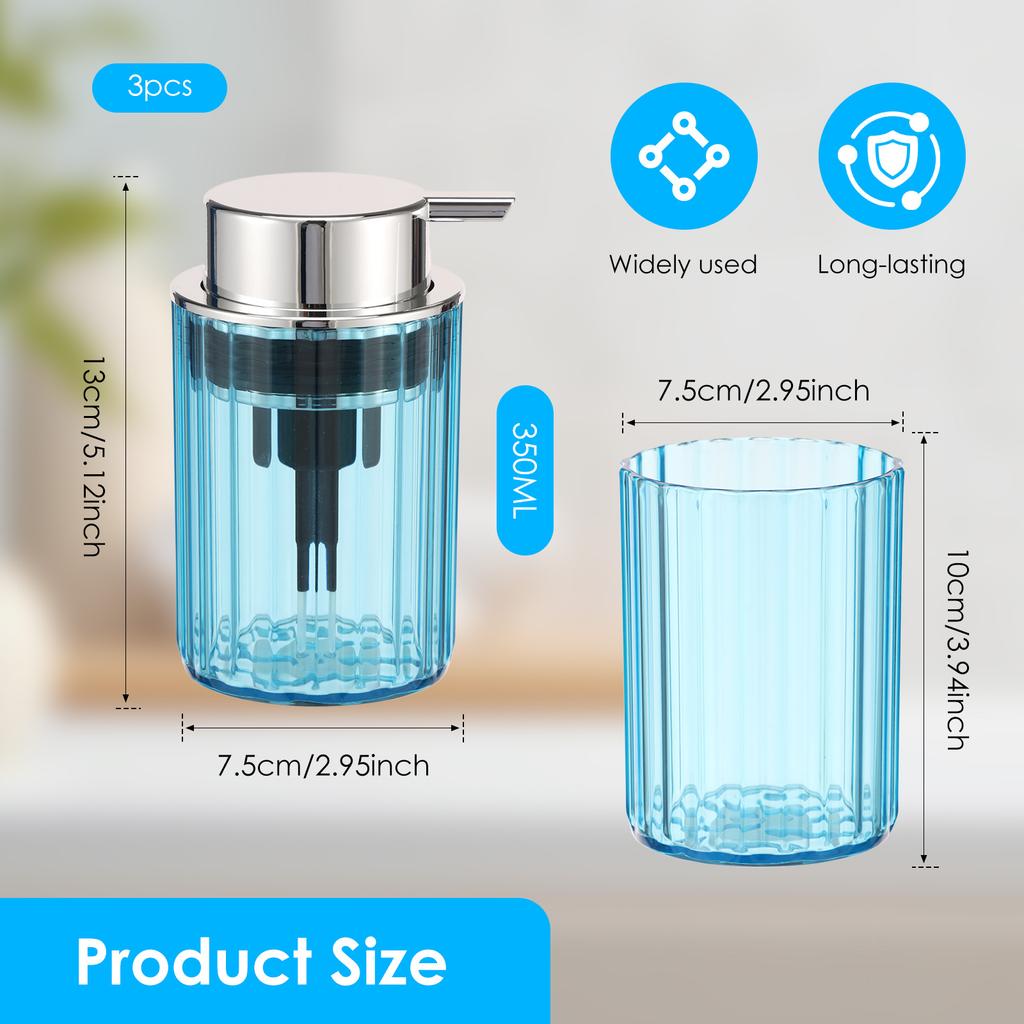 3Pcs 350 ml Foaming Hand Soap Dispenser PET Clear Lotion Container Pump Bottle Toner Shower Gel Shampoo Dispenser for Bathroom