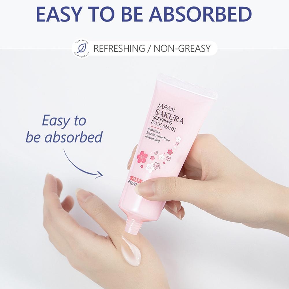 Японская маска для сна с сакурой, увлажняющая ночная маска для лица против морщин, уход за кожей, восстанавливающая, питательная, осветляет тон кожи