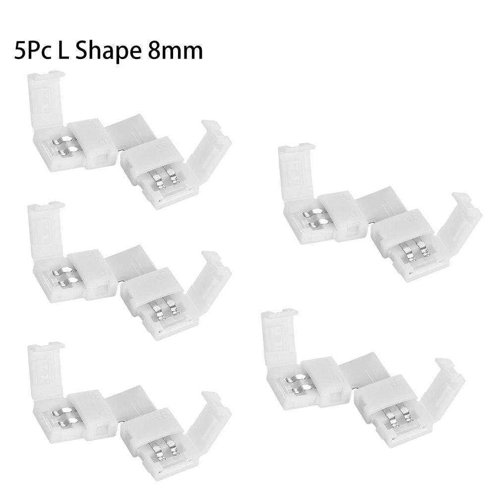 1/5/10Pcs New Clip-on Coupler Solderless 2Pin PCB LED Strip Connector 8mm 10mm