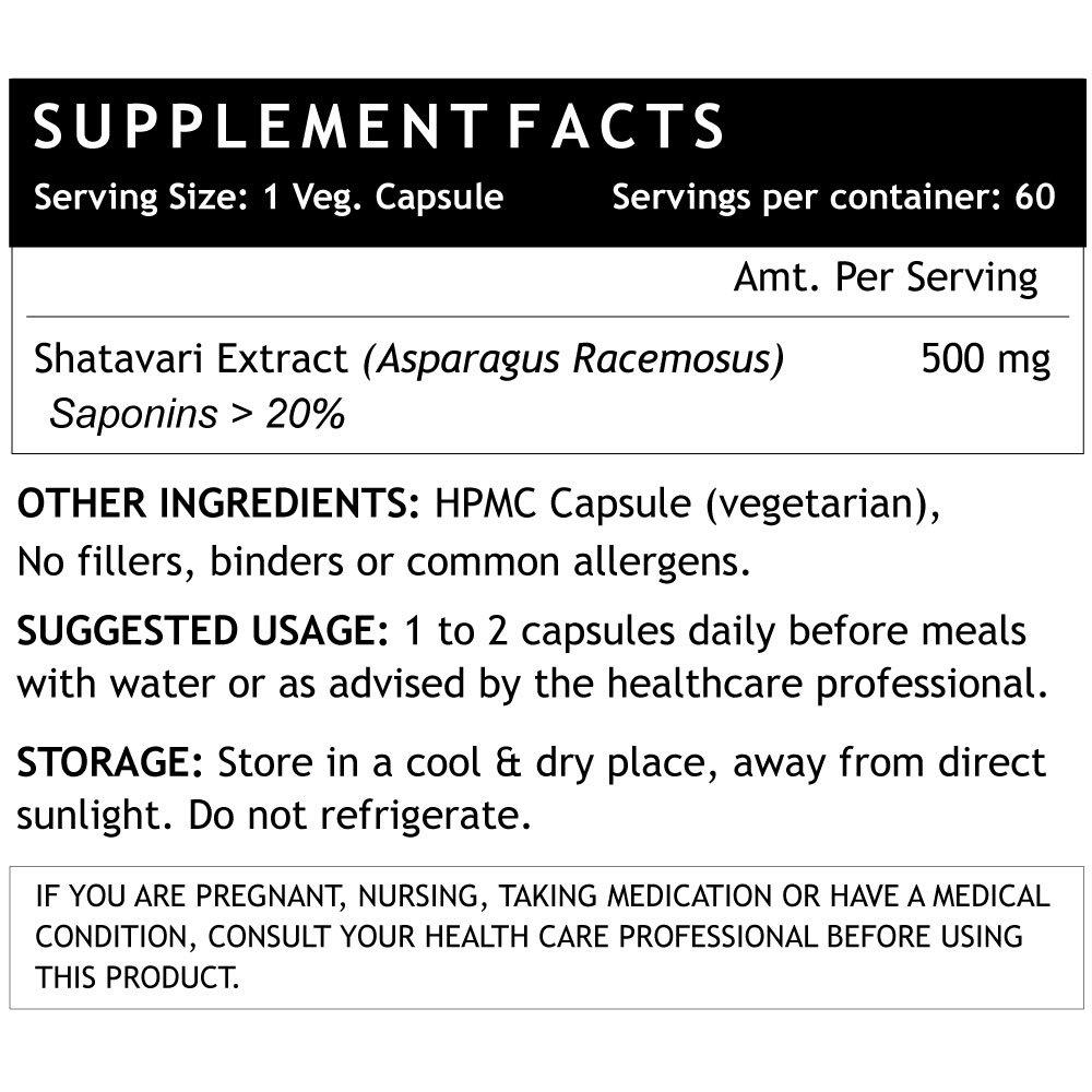 Экстракт Шатавари (60 кап, 500 мг), Shatavari Extract, INLIFE