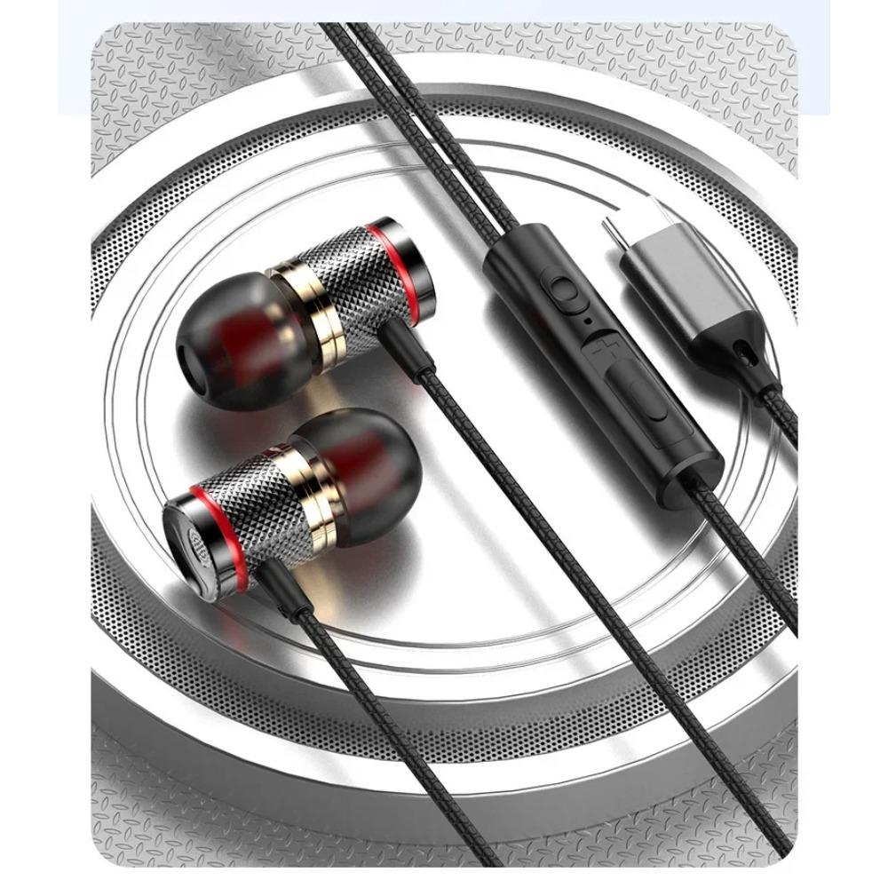 9D HIFI Heavy Bass In Ear Earphone 3.5MM AUX / Type-C Цифровые наушники Стерео Проводная гарнитура с микрофоном Наушники для Samsung Android