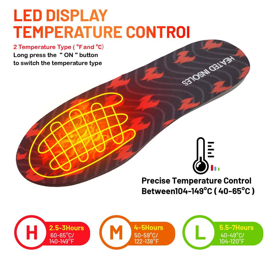 Heated Insoles 2000mAh Winter Outdoor Precise Remote Control Charging Heated Insoles Tailorable Electric Heated Insoles