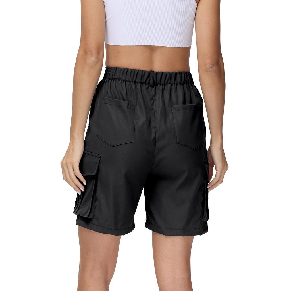 Шорты-бермуды для женщин, шорты-карго длиной до колена, 6 карманов, эластичная резинка на талии, длинные шорты для лета, повседневные