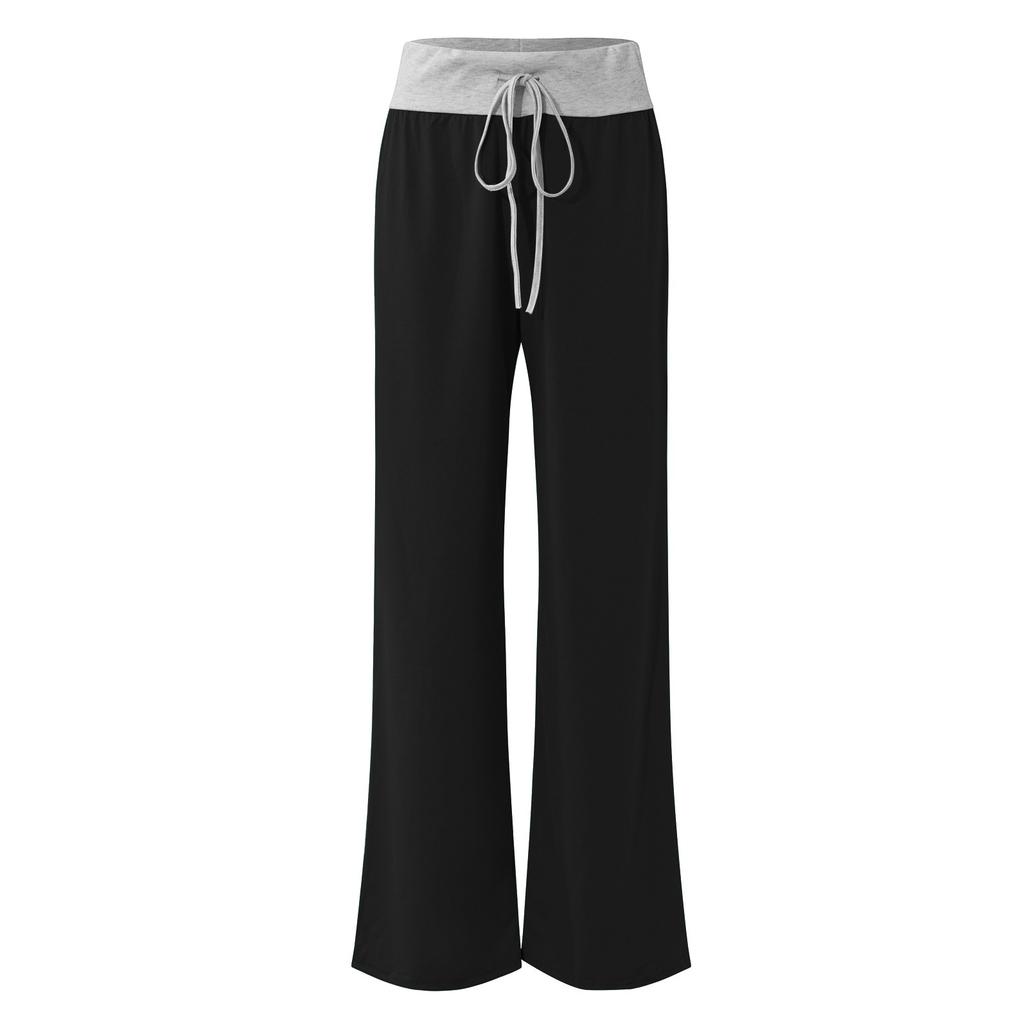 Women Wide Leg Pants Casual Stretch Yoga Pant   Pants Splicing Pants
