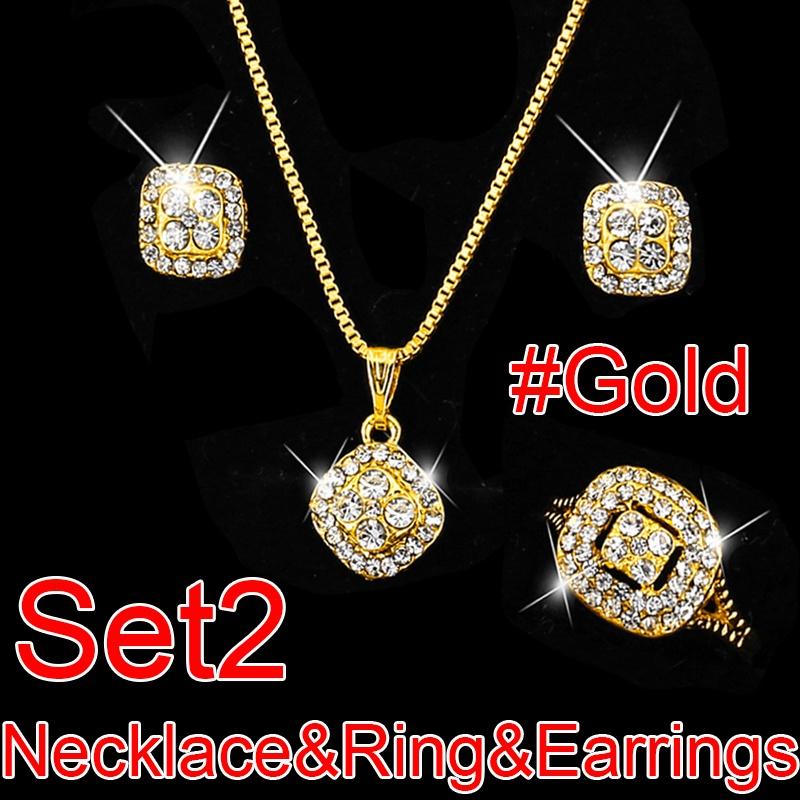 Luxury Diamond Jewelry&Watch Set For Women, Glittering Quartz Watch Bracelet Set, Crystal Necklace Earrings Ring Jewelry Festival Gifts