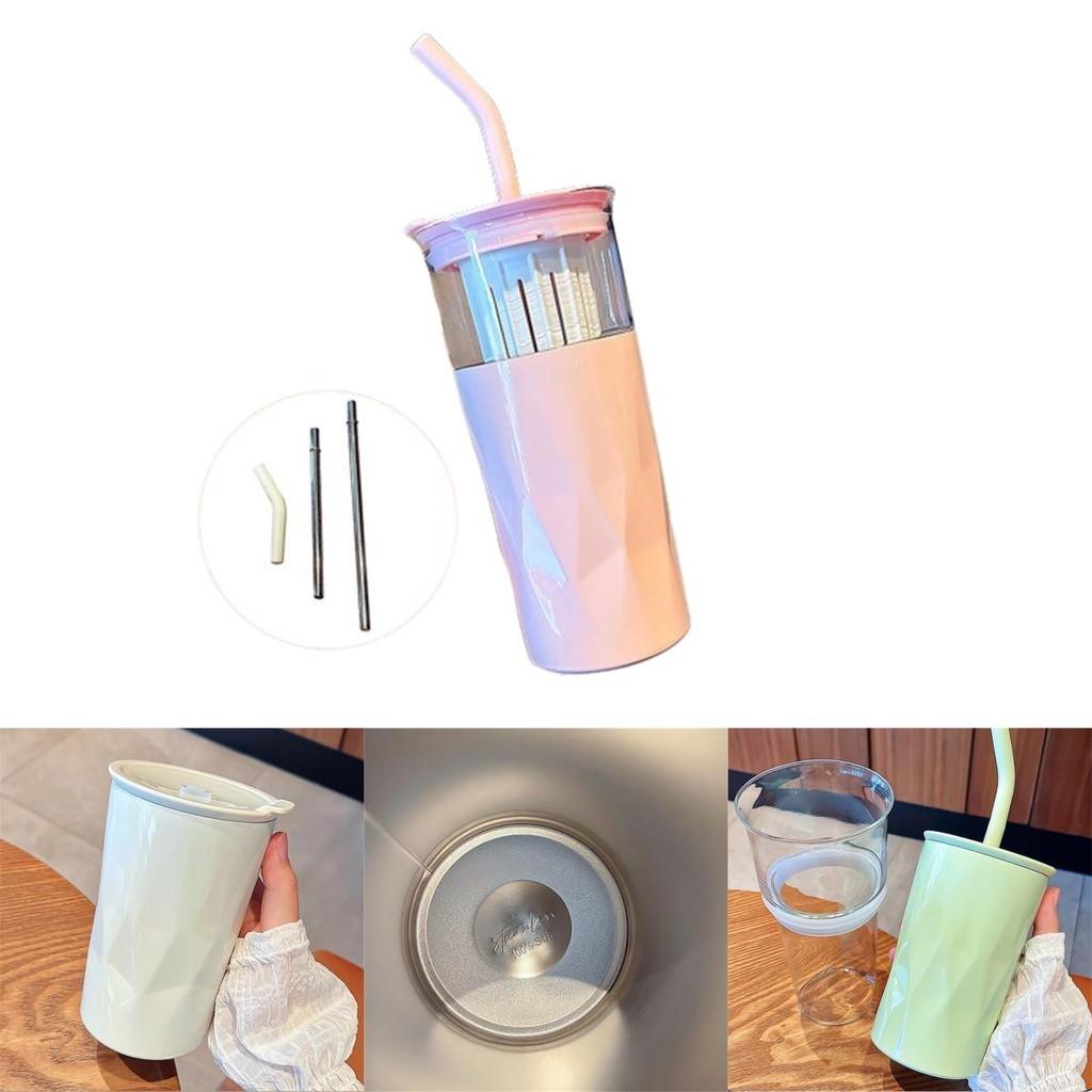 Стильный стеклянный стакан с соломинкой и большой вместимостью, идеально подходящий для студентов, лета и любителей чая