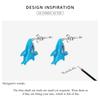 WOSTU 925 Sterling Silver Funny Blue Animal Shark Stud Earrings For Women Fashion Jewelry Gift