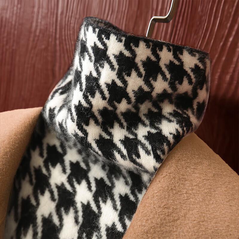 Women's Houndstooth Slim-fit Turtleneck Knit Top