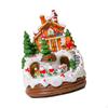 Christmas Musical Box LED Snow House Xmas Scenery Resin Decoration Village Figurine for