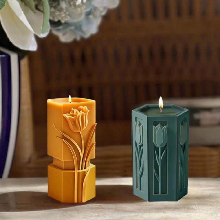 Силиконовые формы в виде цилиндров с тиснением в виде цветов для изготовления свечей, мыла, гипса, силиконовые формы для эпоксидной смолы, украшение для дома