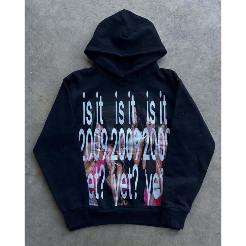 Oversized Hooded Sweatshirt Women Streetwear Graphic Print Long Sleeve Loose Fit Casual Top