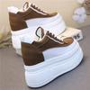 Fashion 12CM Synthetic Genuine Leather White Luxury Designer Sneaker Women Autumn Spring Cowboy Platform Wedge High Brand Shoes