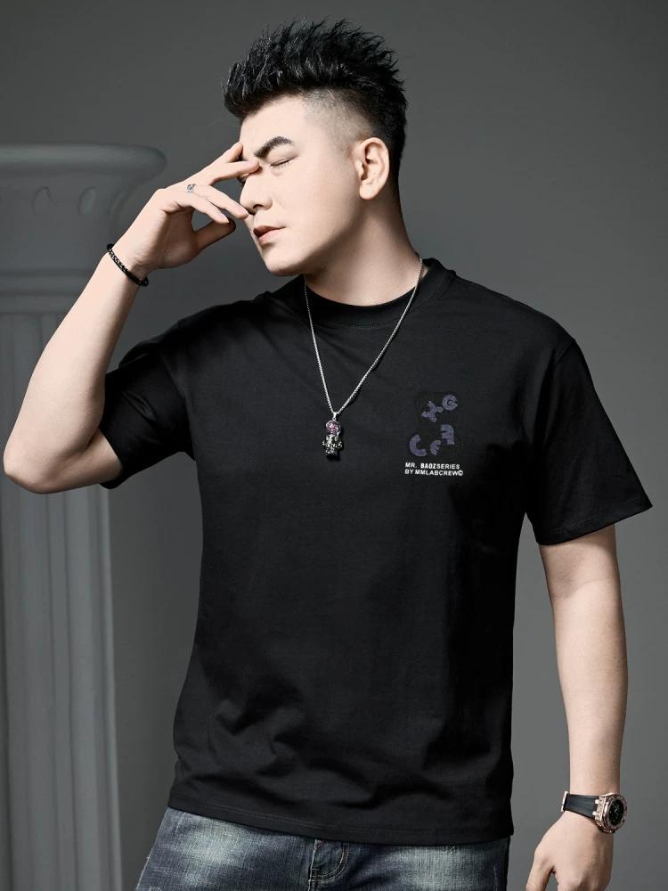 European-Style Round Neck Short-Sleeve T-Shirt for Men, Summer 2025 New Trendy Brand with Bear Print, Half-Sleeve Men's Top