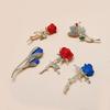 Couples Rose Flower Brooch With Simplistic Design And Decorative Sparkle For Gift Giving