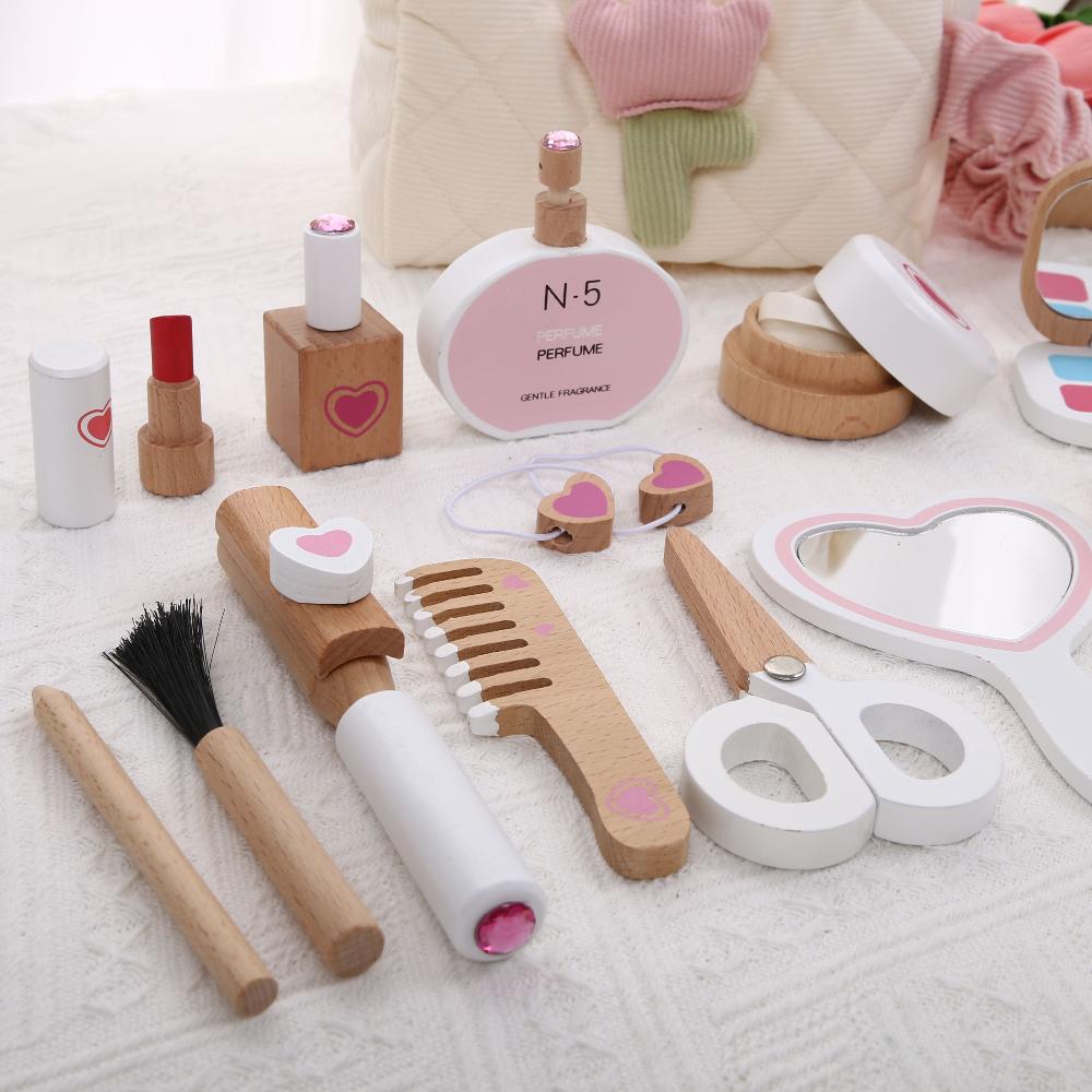 Children's Makeup Bag, Toy Play, Wooden Princess Simulation Makeup Tool, Little Girl Gift