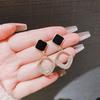Серьги-гвоздики из серебра S925 с кристаллами в форме геометрического ромба – Высококачественный дизайн, вдохновленный интернет-знаменитостями
