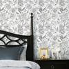 Ретро Линейный Эскиз Цветочные Обои Белый и Черный Цветок ПВХ Наклейка на Мебель Шкаф Винтажные Птицы Съемный Настенный Декор