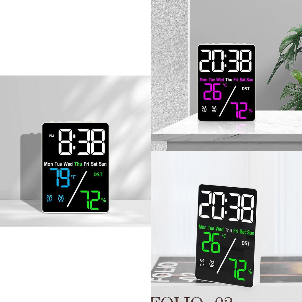 Multifunction Led Timepiece With Temperature And Humidity For Living Room Decor
