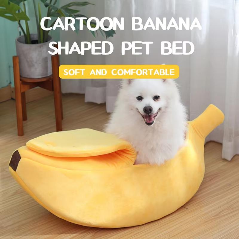 Cats Comfortable Plush Puppy Bed Banana Cat Bed House Funny Cute Cozy Convenient cat bed Warm Durable Pet Supplies