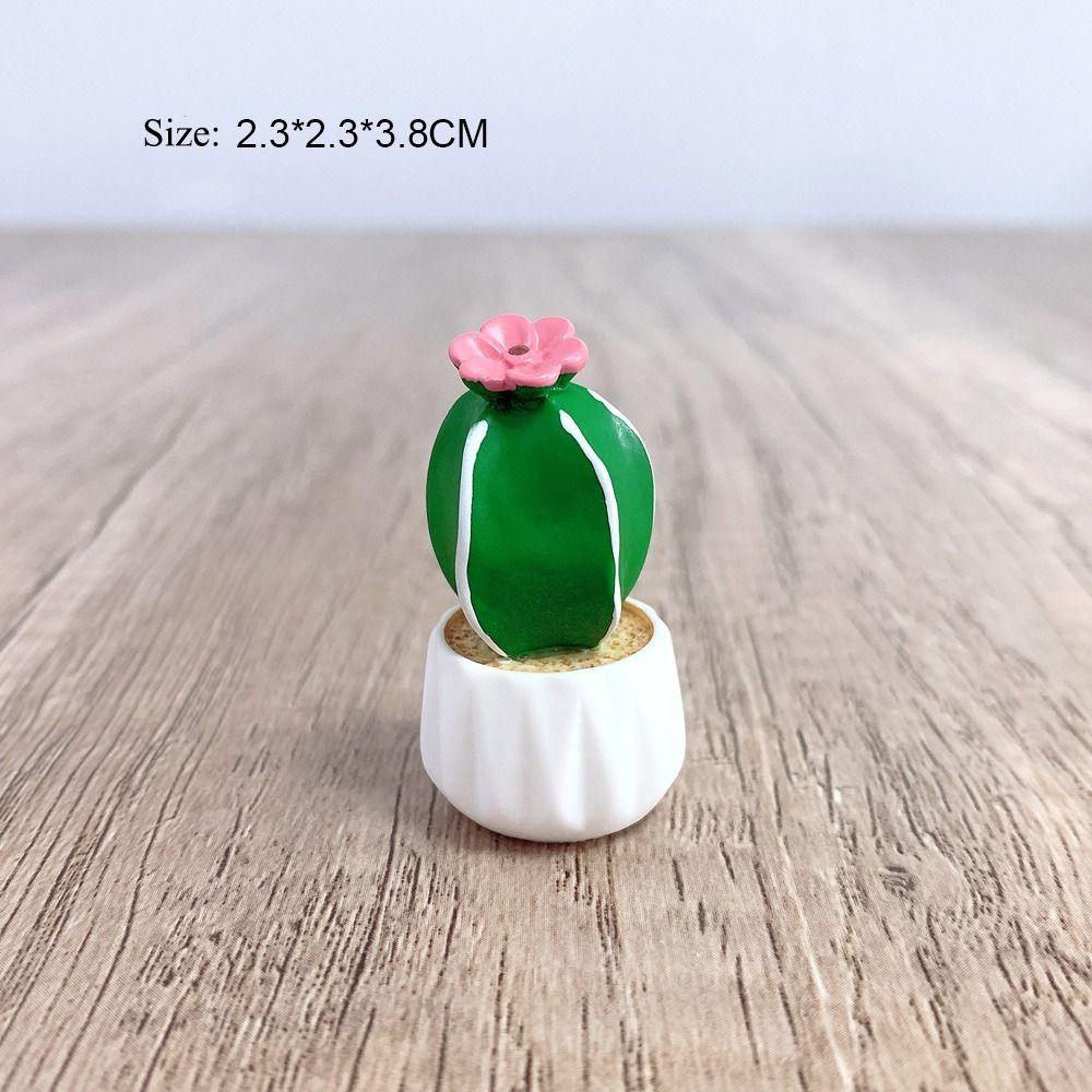 Mini Cute Succulent Plant Pots Resin Dollhouse Miniature Succulent Potted Cactus Car Ornament