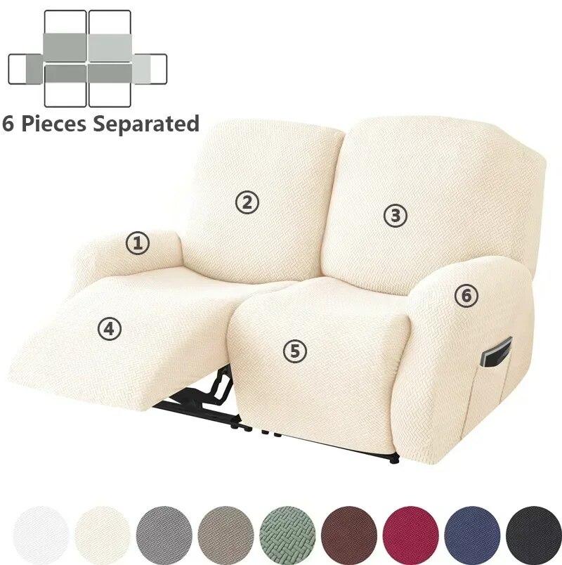 1/2/3 Seater Jacquard Recliner Sofa Cover Stretch Solid Color Armchair Covers Living Room Lazy Boy Couch Slipcovers Funda Sofa