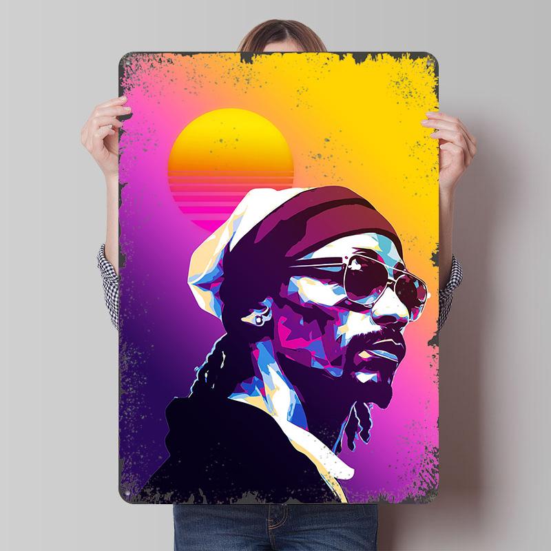 Snoop Dogg Retro Art Printed Poster Customized Wall Art Retro Vintage Metal Tin Signs for Room Decorations Bathroom Decor Home