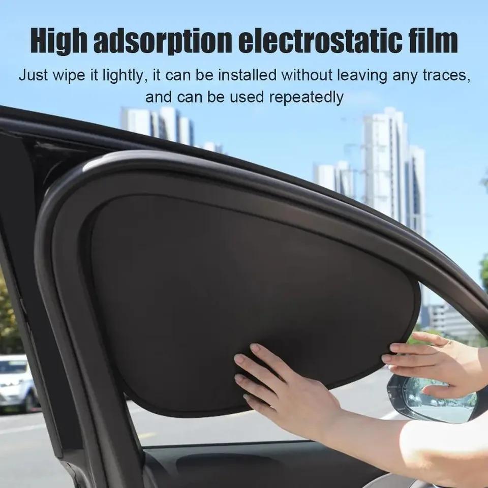 1 комплект самоклеящаяся шторка-солнцезащитный козырек на боковое окно автомобиля, солнцезащитный козырек для автомобиля, внутренняя электростатическая адсорбция, боковая шторка, экран для защиты от жары, защита от бликов