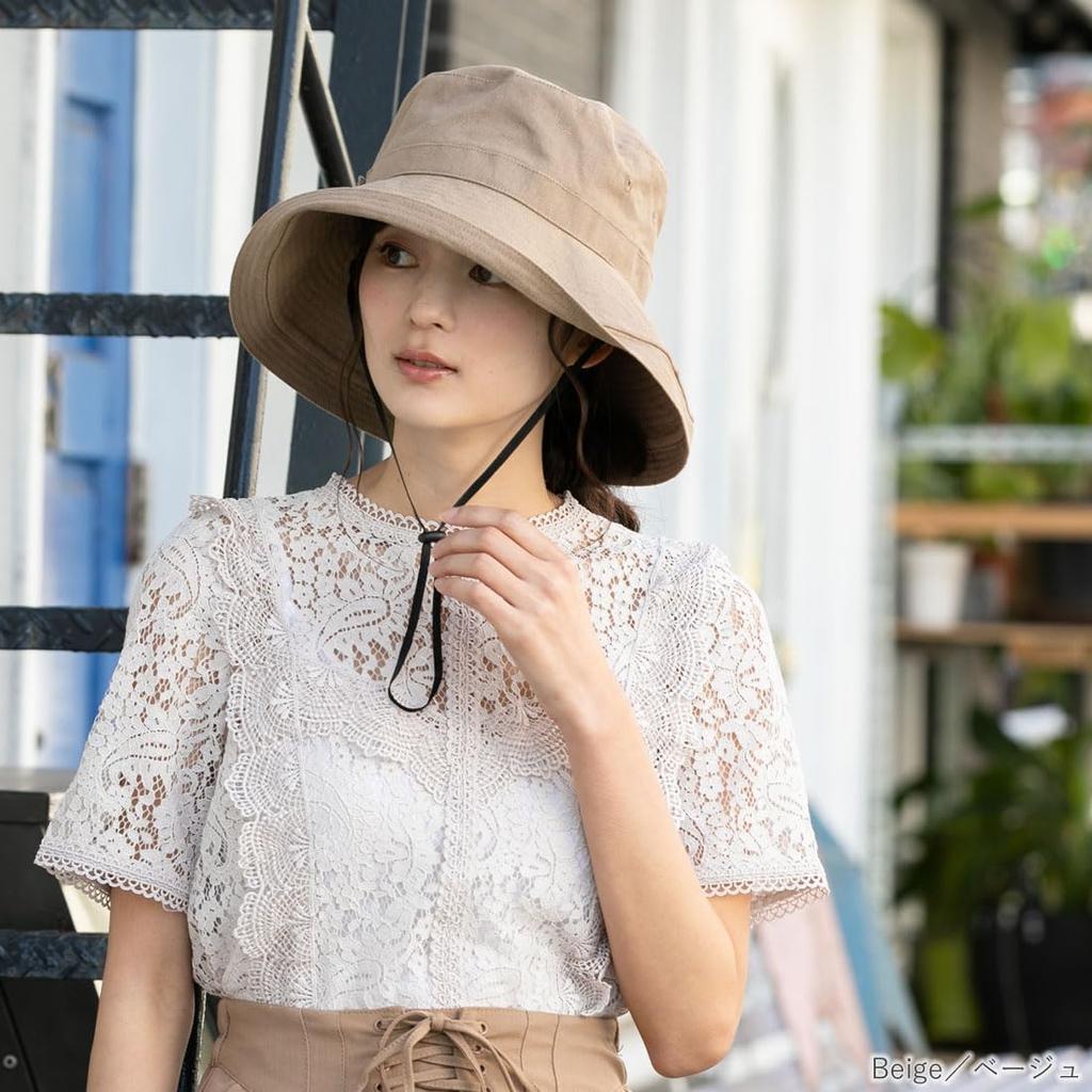 Breeze French UV Small Face Large Wide UV Safari Hat Size [QUEENHEAD] Hat, Protection, Effect, Women's Hat, Size, Brim, Protection, [Free (56-58.5cm)