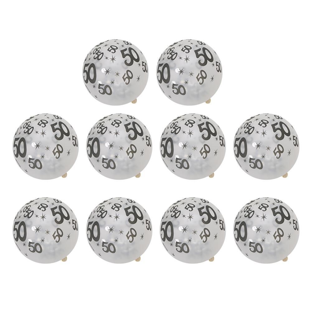 10 шт. латексных прозрачных шаров с рисунком числа 50 для украшения на день рождения, свадьбу, юбилей