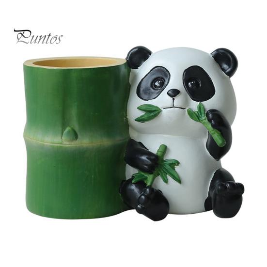 Подставка для ручек в форме бамбука в форме панды, органайзер для стола из смолы, держатель для карандашей в виде животного, контейнер для хранения канцелярских принадлежностей